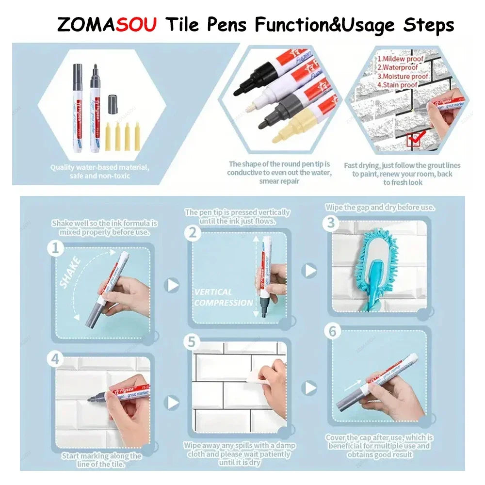 Grout Renewal Pen Set for Tile Lines