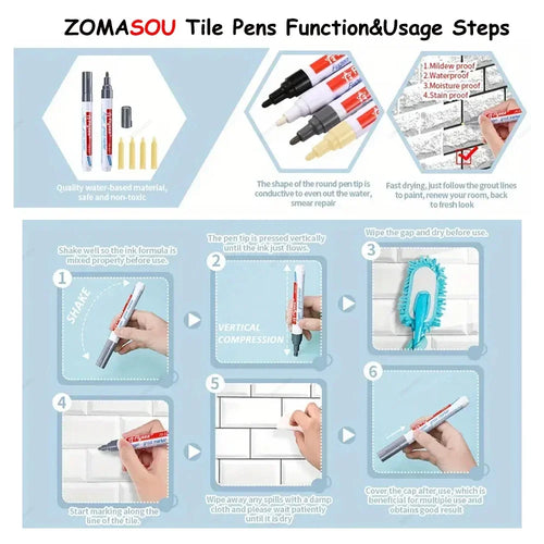 Grout Renewal Pen Set for Tile Lines